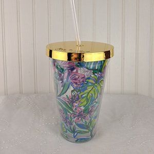 Lilly Pulitzer Gold Mermaid in the Shade Tumbler 18 oz